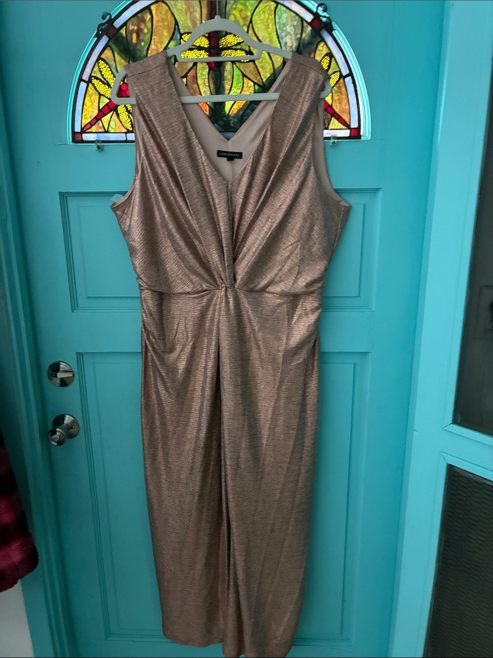 Lane Bryant v-neck eveninggown in Rose Gold .Size 22-24. Like new. Worn 1 time.